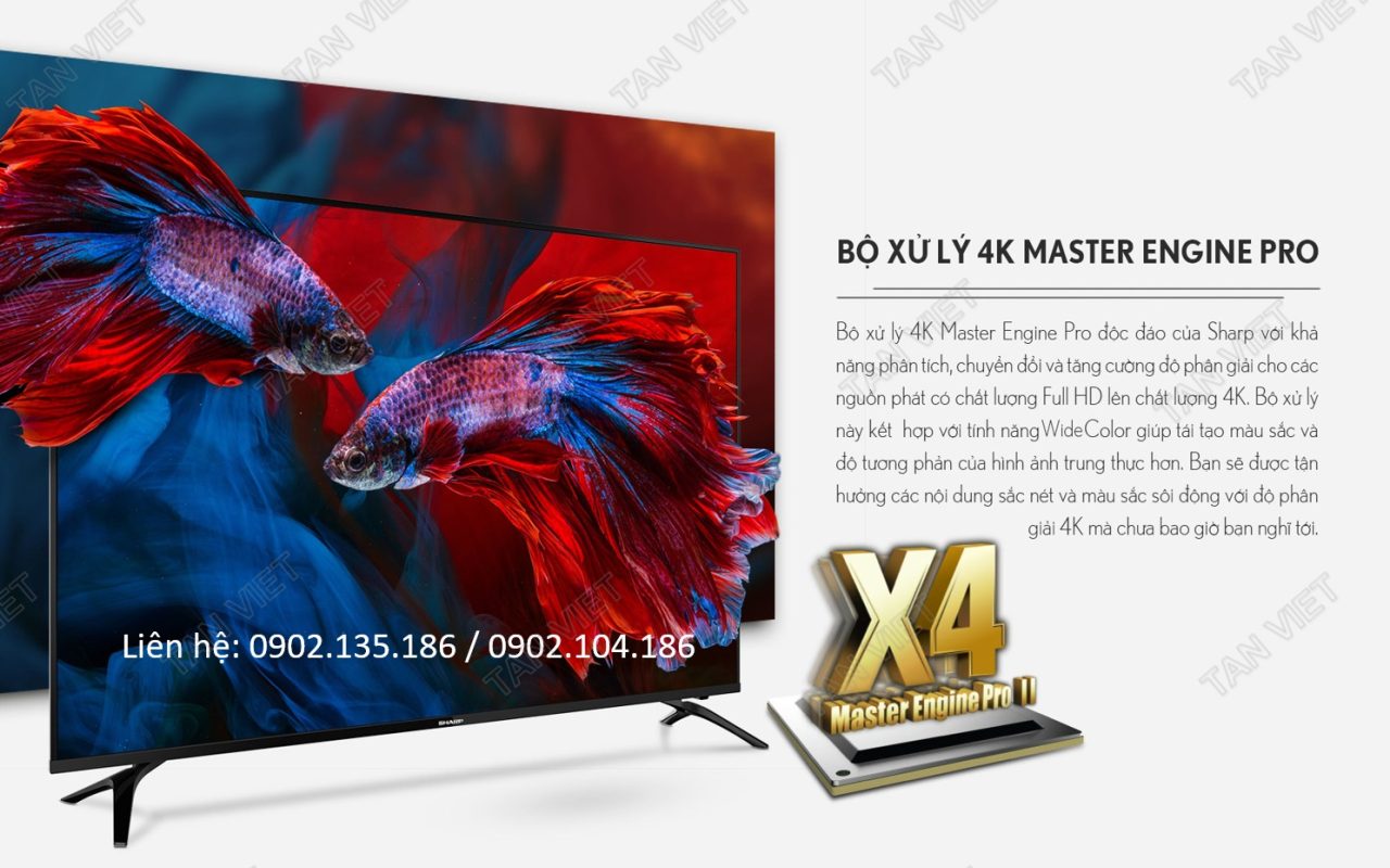 Tân Việt cho thuê Tivi 60 inch được tích hợp bộ xử lý 4K Master Engine Pro giúp hình ảnh sống động