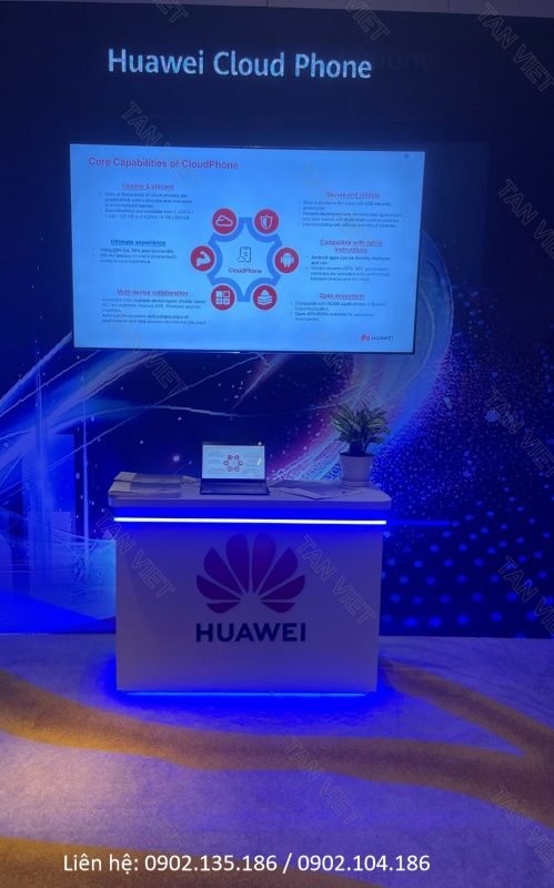 Tivi LCD Tân Việt cho thuê treo Booth Huawei Clound