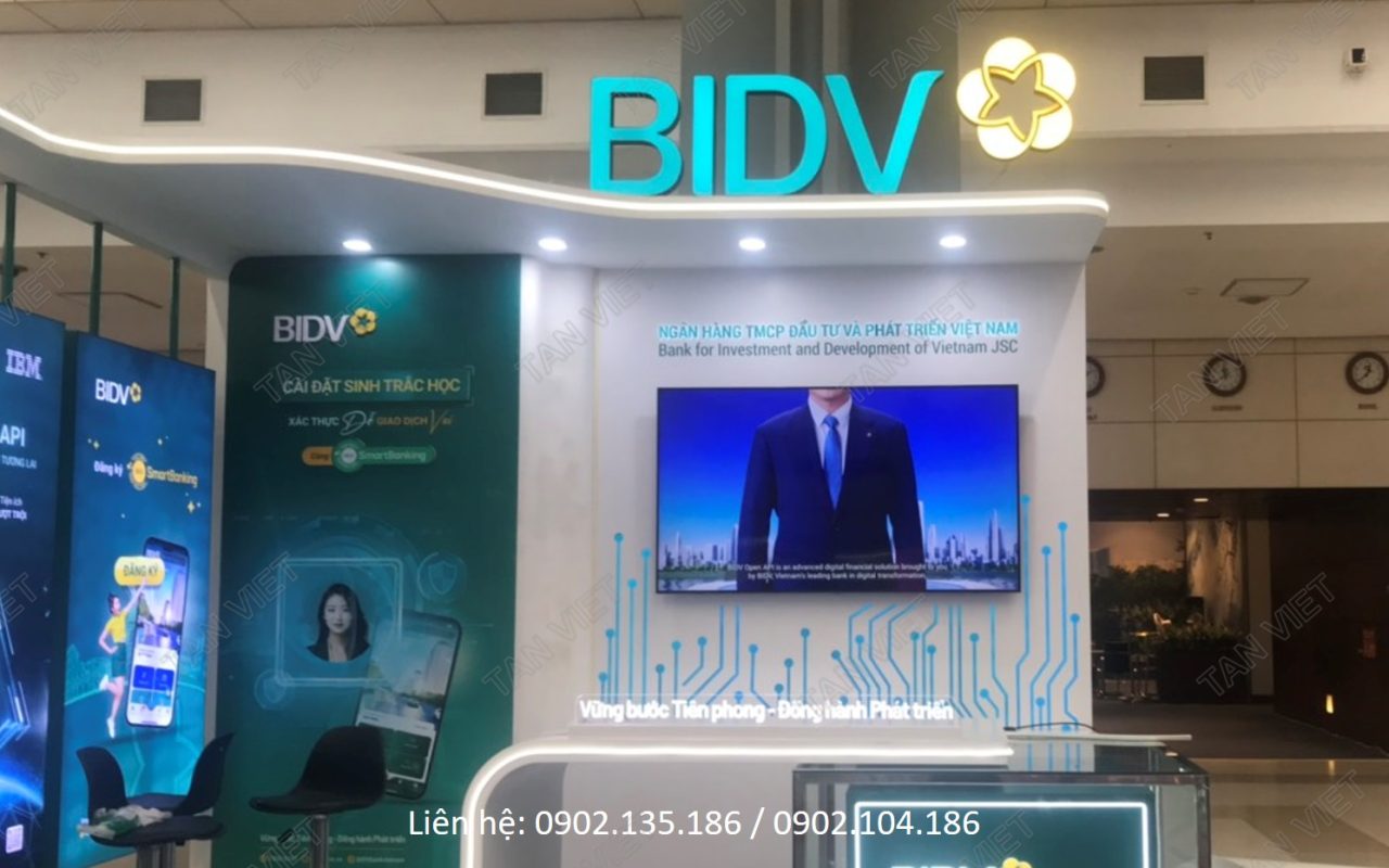 Cho thuê Tivi LCD treo trên booth gian hàng BIDI tại sự kiện chuyển đổi số ngành ngân hàng 2024