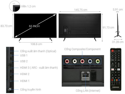 Cho thuê Tivi 65 inch Samsung giá rẻ tại Hà Nội